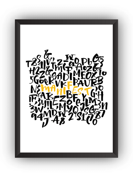 Manifest Soyut Tipografi Çerçeveli Poster