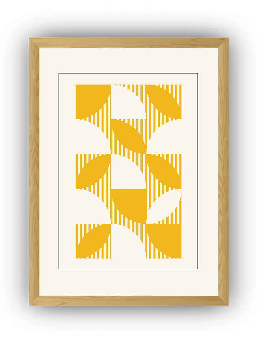 Minimal Sarı Geometrik Tasarım Çerçeveli Poster