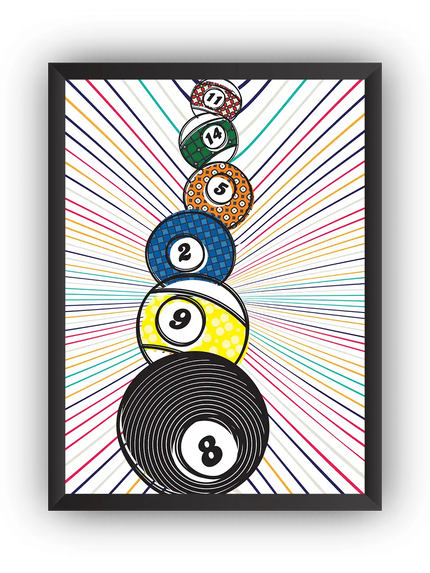 Renkli Bilardo Topları Çerçeveli Poster