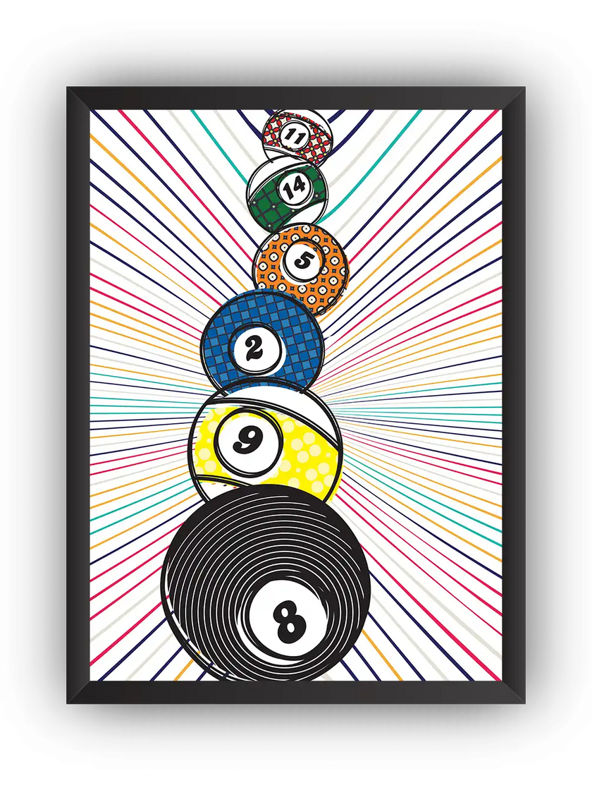 Renkli Bilardo Topları Çerçeveli Poster