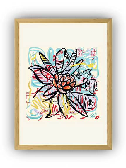 Soyut Çiçek İllüstrasyonu Çerçeveli Poster