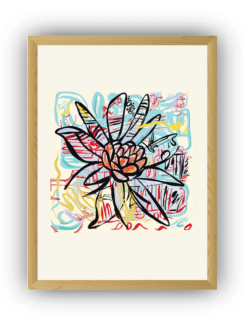 Soyut Çiçek İllüstrasyonu Çerçeveli Poster