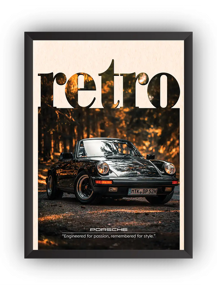 Porsche 911 Retro Çerçeveli Poster