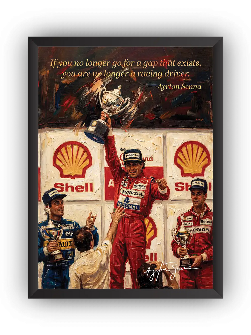 Ayrton Senna Zafer İllüstrasyonu Çerçeveli Poster