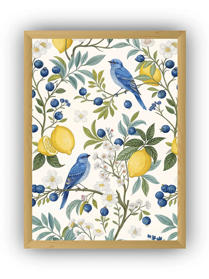 Bluebird Garden Çerçeveli Poster