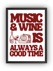Music & Wine Çerçeveli Poster