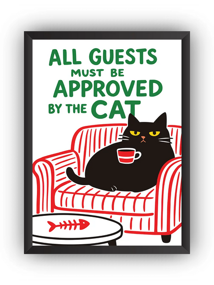 Cat Approval Çerçeveli Poster