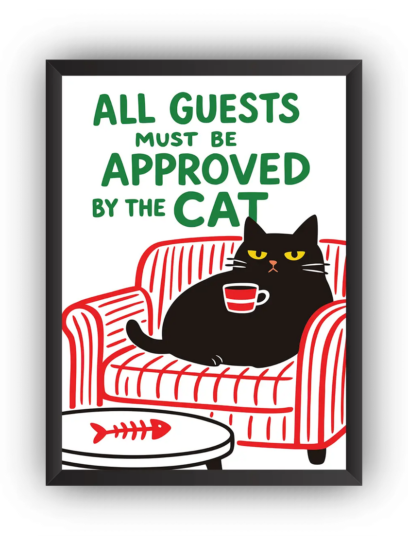 Cat Approval Çerçeveli Poster