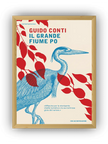 Blue Heron Vintage Çerçeveli Poster