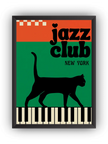Jazz Club Cat Çerçeveli Poster