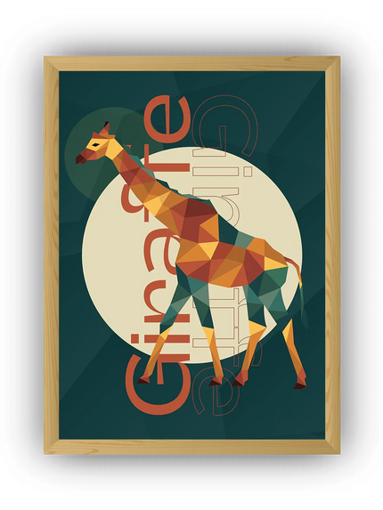 Geometrik Zürafa Çerçeveli Poster