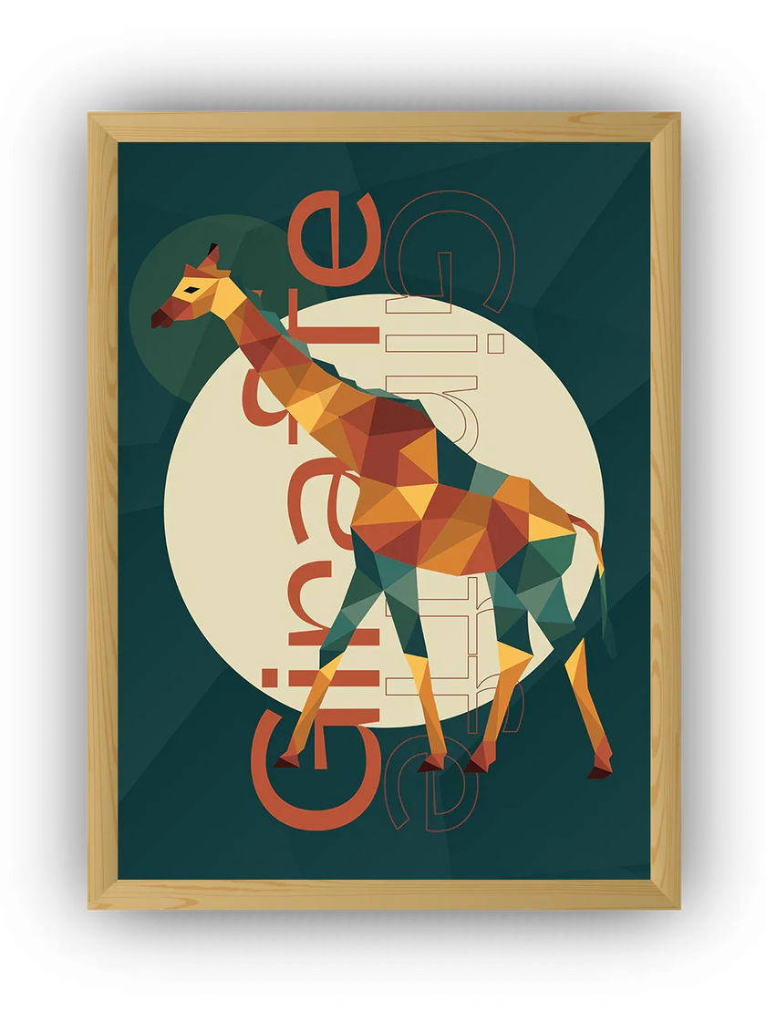 Geometrik Zürafa Çerçeveli Poster