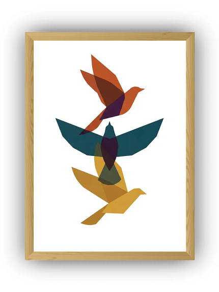 Geometric Birds Çerçeveli Poster