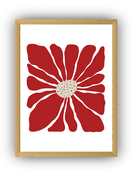Red Bloom Çerçeveli Poster