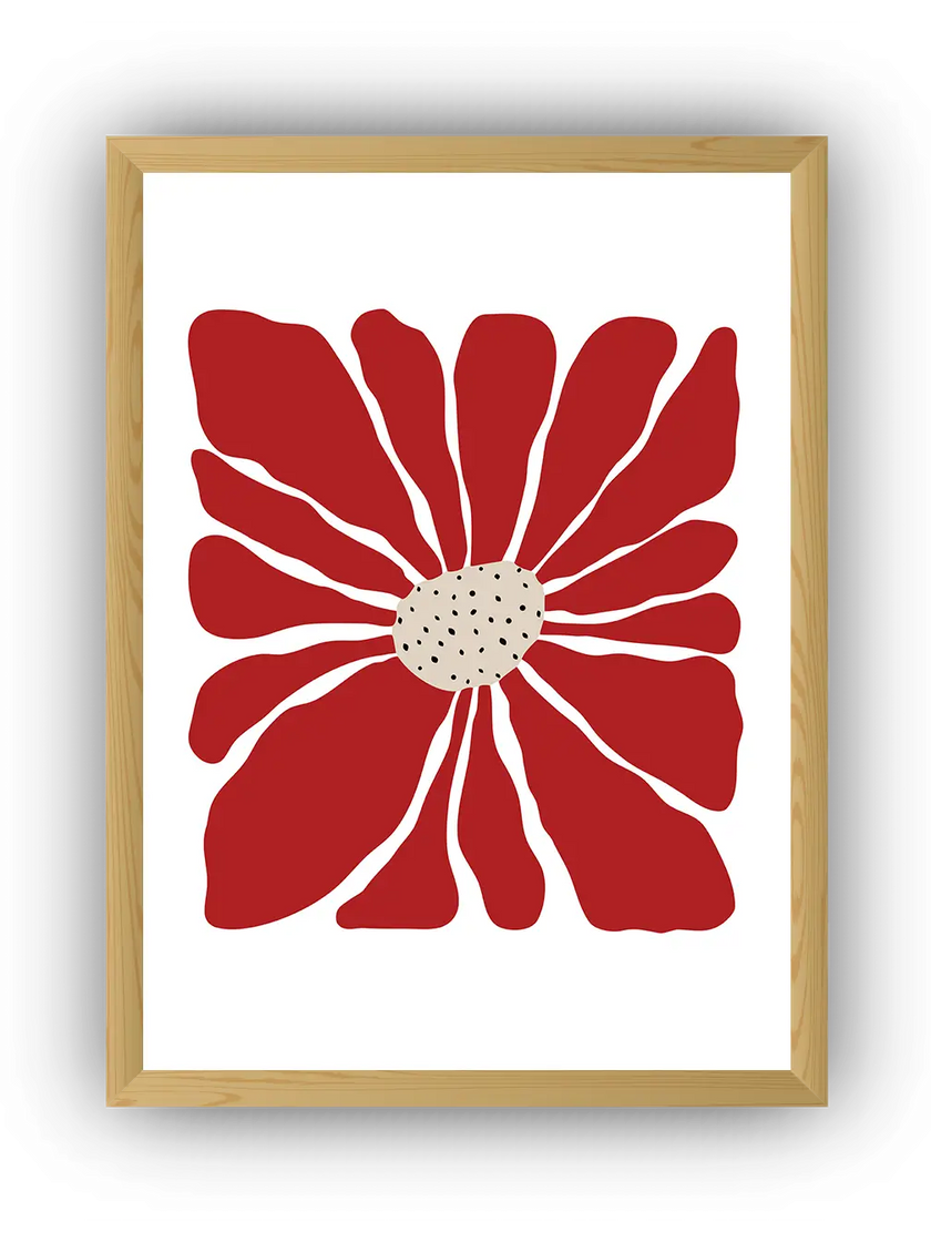 Red Bloom Çerçeveli Poster