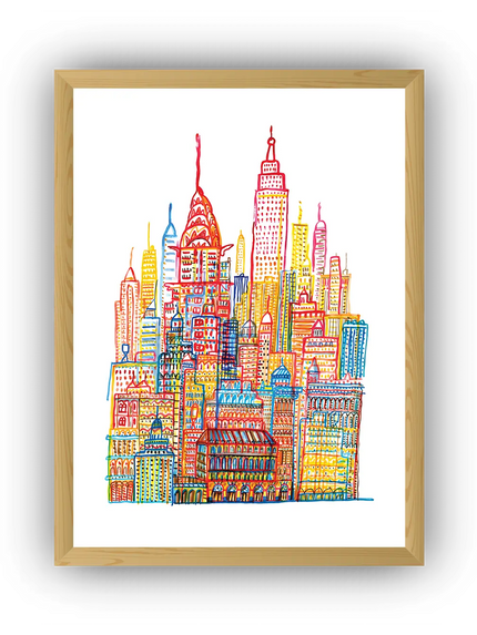 New York Sketch Çerçeveli Poster