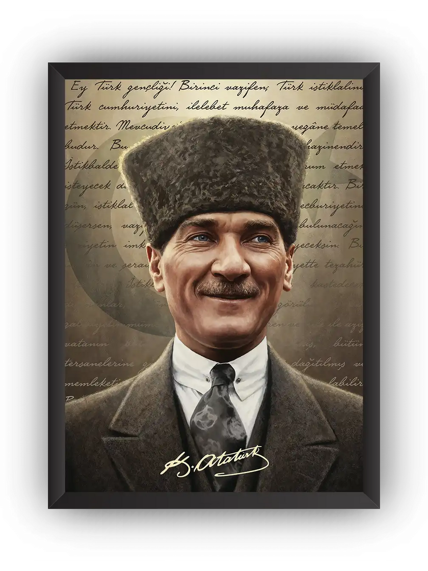 Atatürk Kalpaklı Portre Çerçeveli Poster