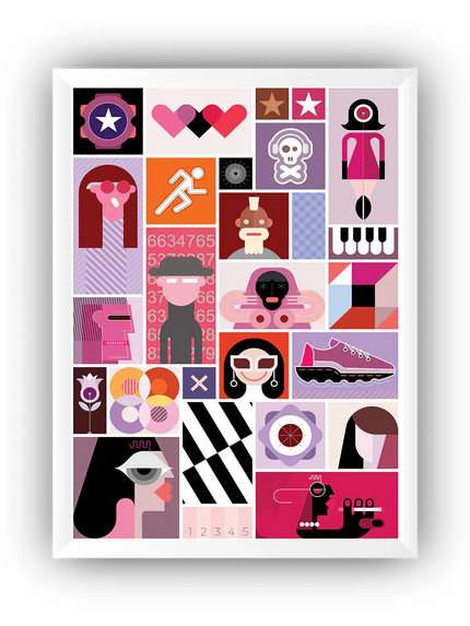 Modern İkon İllüstrasyon Çerçeveli Poster