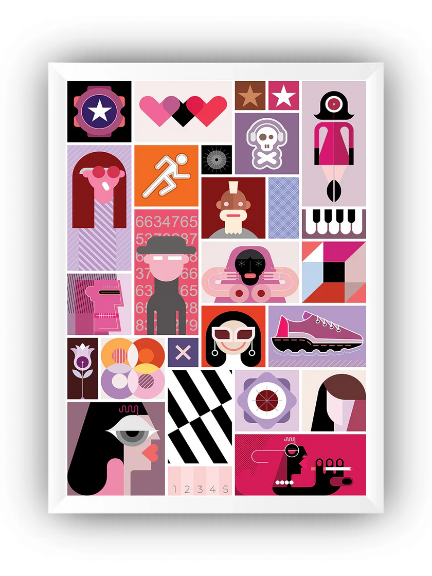 Modern İkon İllüstrasyon Çerçeveli Poster