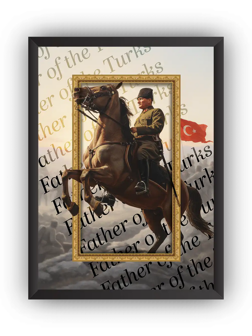 Cephede Atatürk Çerçeveli Poster