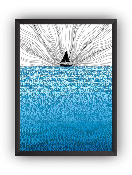 Blue Sea Letters Çerçeveli Poster