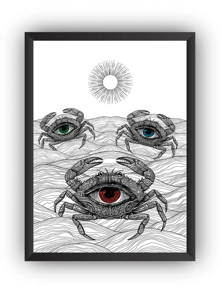 Yengeç Gözler İllüstrasyon Çerçeveli Poster
