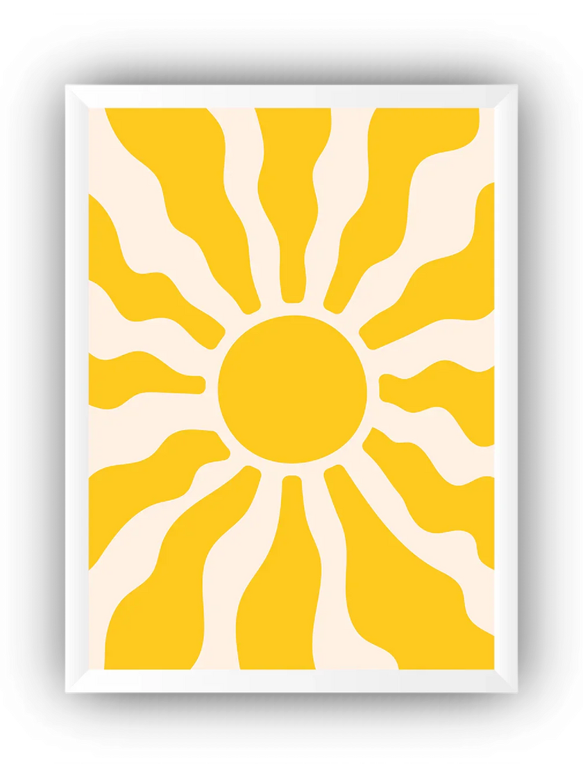 Sarı Soyut Güneş Çerçeveli Poster