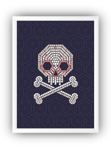 Mozaik Kuru Kafa Çerçeveli Poster