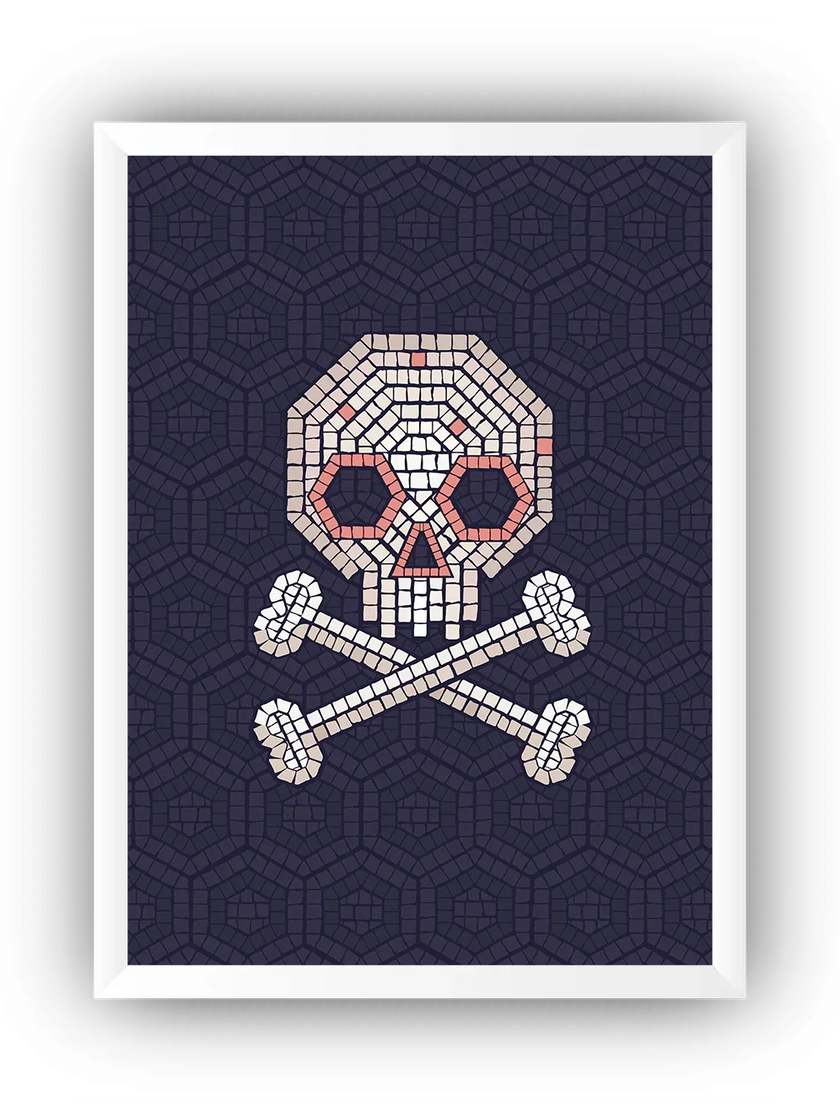 Mozaik Kuru Kafa Çerçeveli Poster