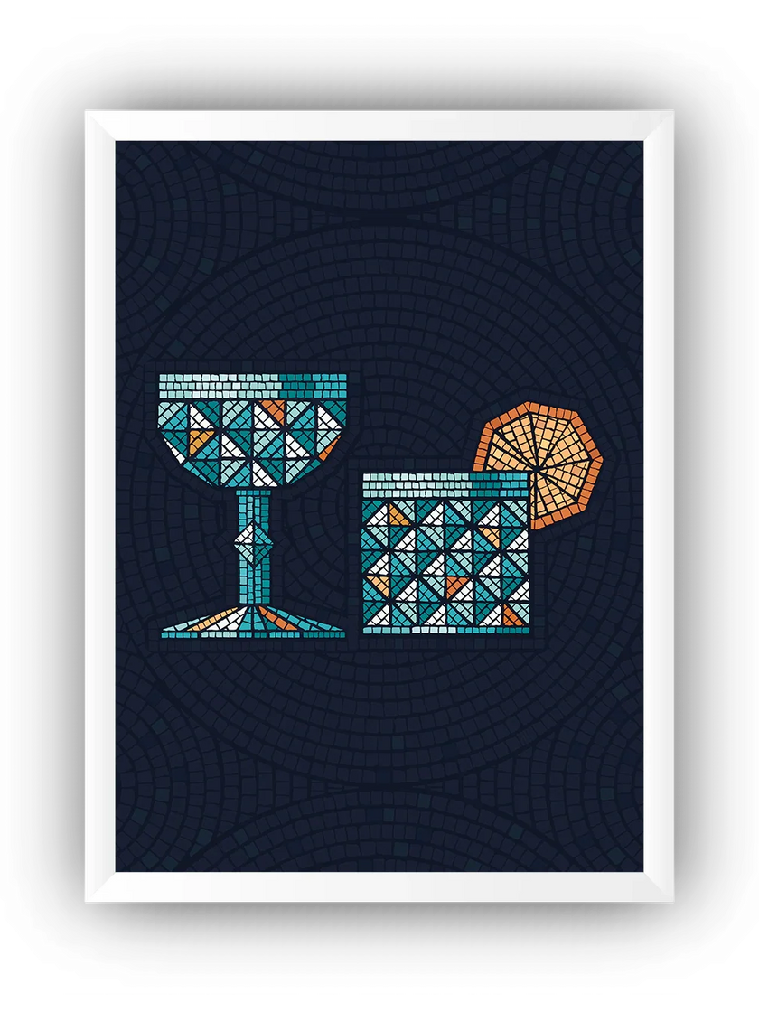 Mozaik Cocktail Art Çerçeveli Poster