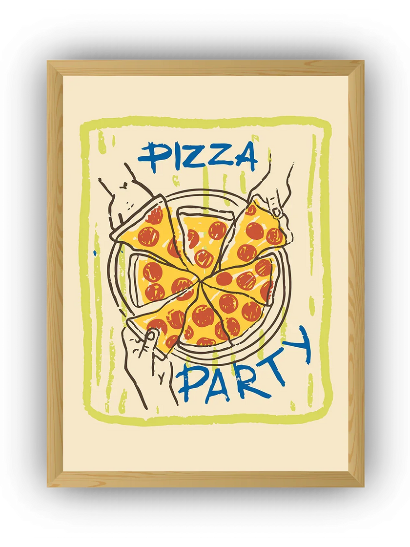 Pizza Party Çerçeveli Poster