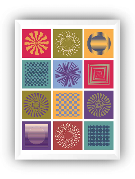 Optical Geometric Shapes Çerçeveli Poster