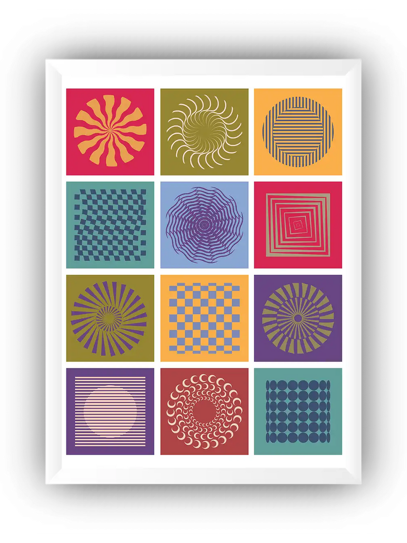 Optical Geometric Shapes Çerçeveli Poster