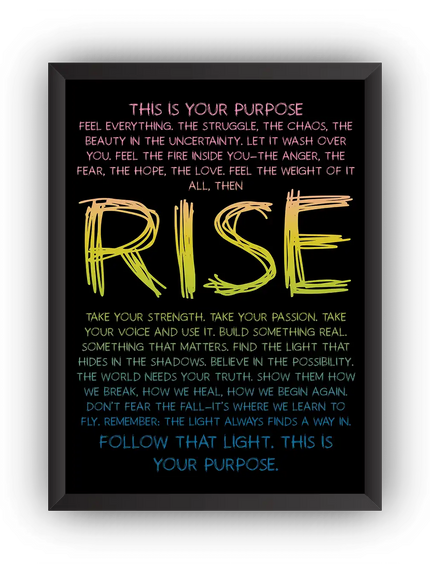 Rise Motivasyon Tipografi Çerçeveli Poster