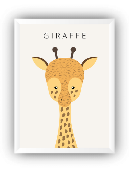 Zürafa İllüstrasyonu Çerçeveli Poster