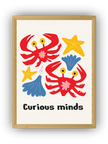 Curious Minds – Yengeç Temalı Çocuk Odası Çerçeveli Poster