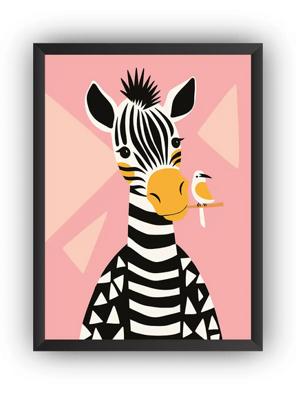 Zebra & Bird Çocuk Odası Çerçeveli Poster