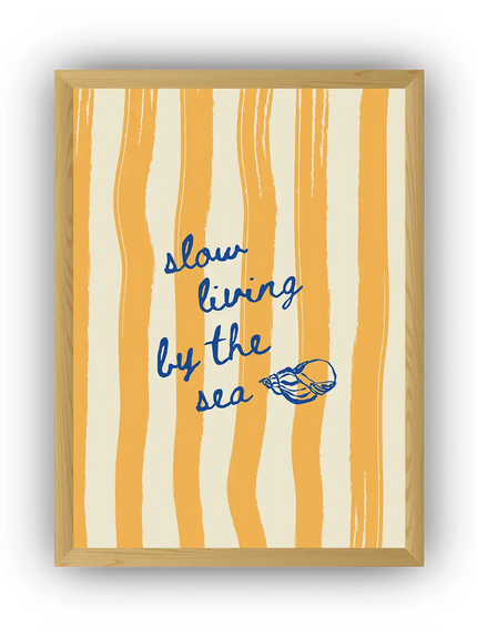Slow Living by the Sea – Minimal Deniz Temalı Çerçeveli Poster