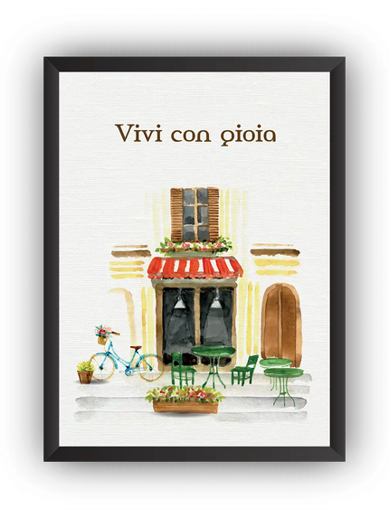 Vivi Con Gioia – İtalyan Kafe Çerçeveli Poster