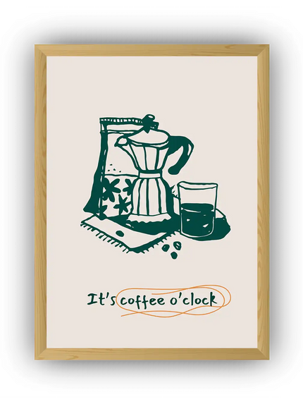 It's Coffee O'Clock Çerçeveli Poster