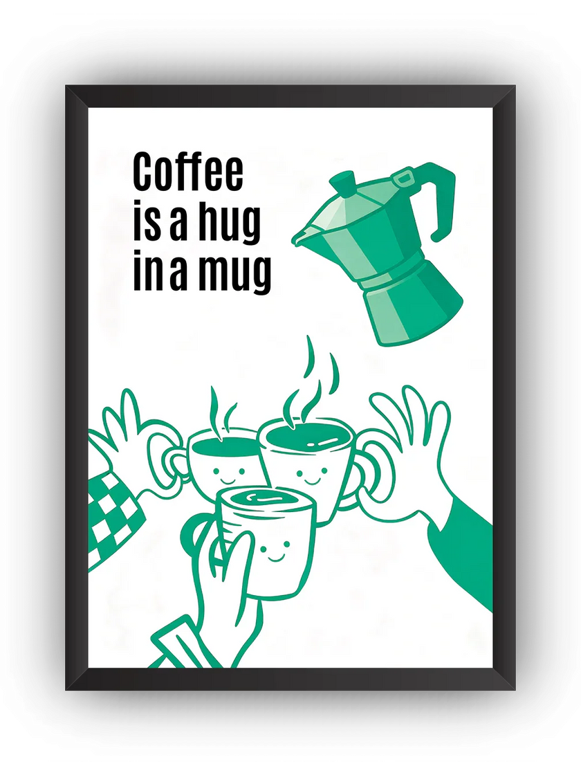 Coffee Is a Hug in a Mug Çerçeveli Poster
