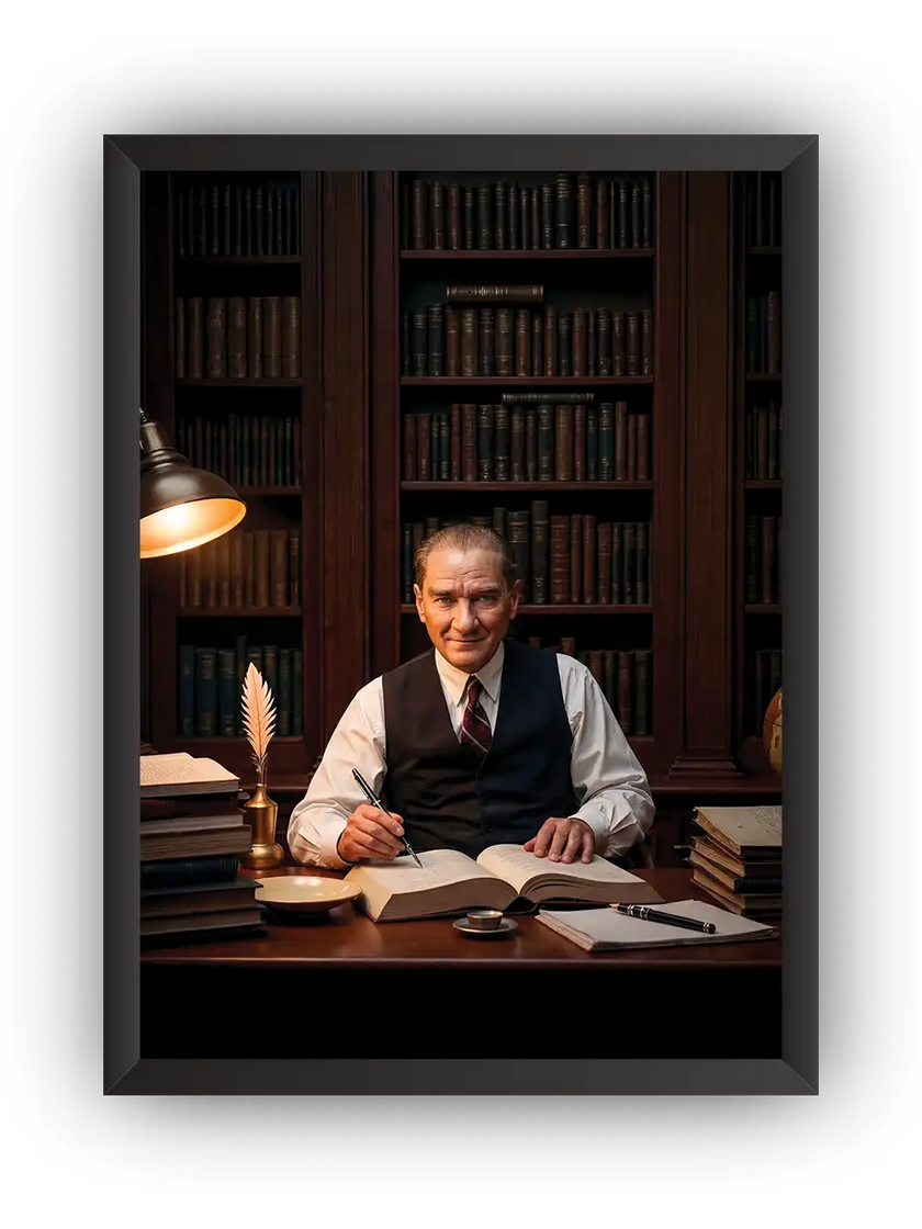 Gülümseyen Atatürk Çerçeveli Poster
