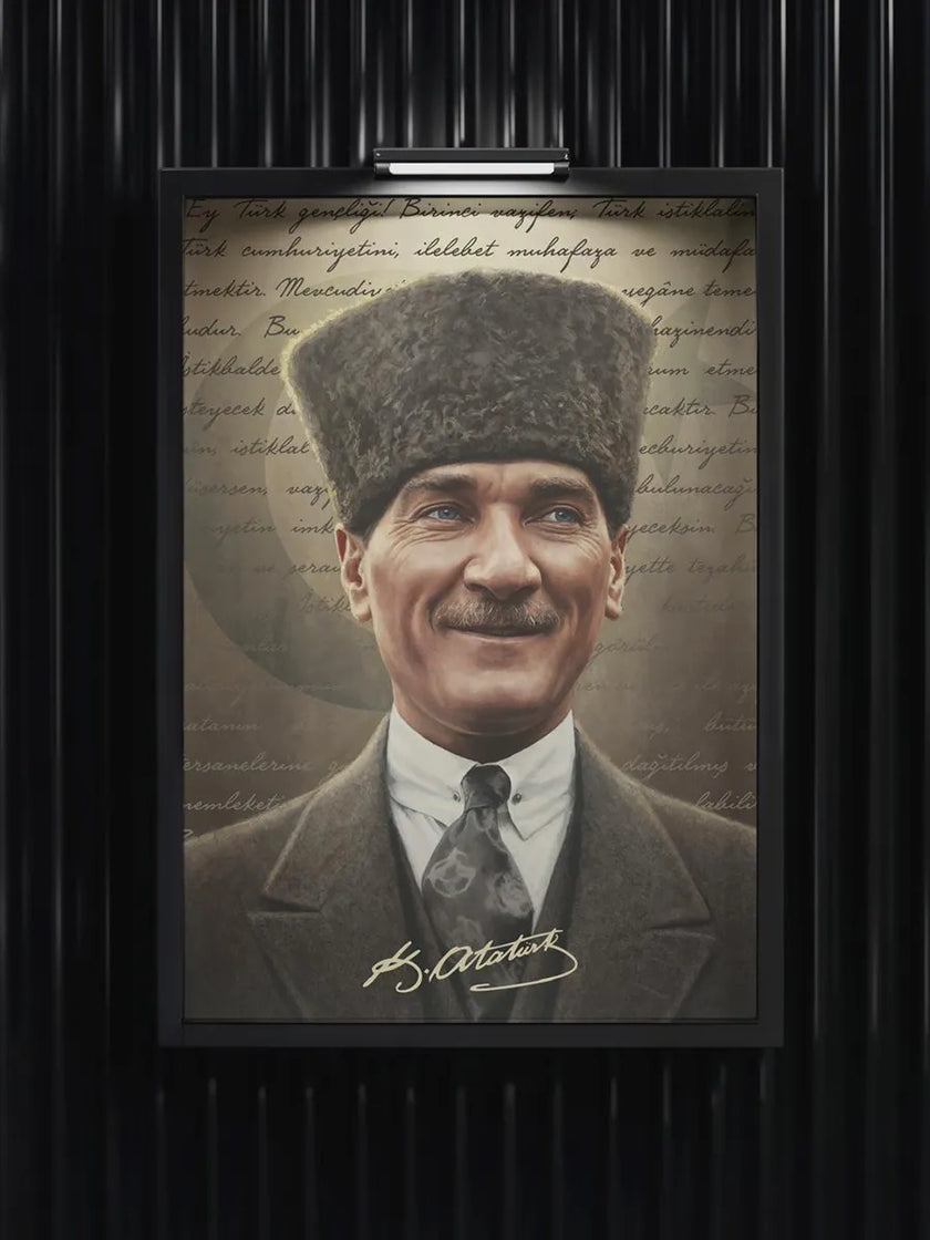 Atatürk Kalpaklı Portre Çerçeveli Poster