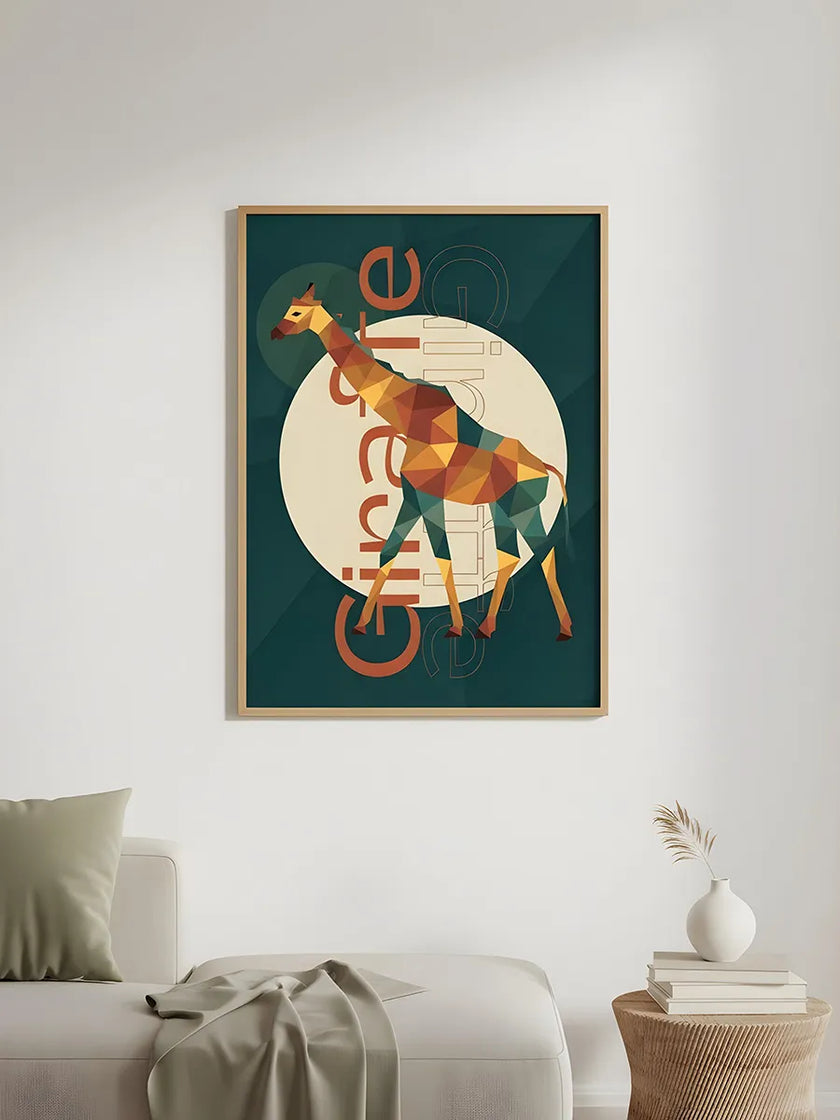 Geometrik Zürafa Çerçeveli Poster