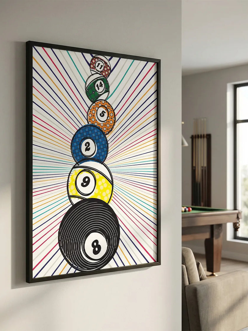 Renkli Bilardo Topları Çerçeveli Poster