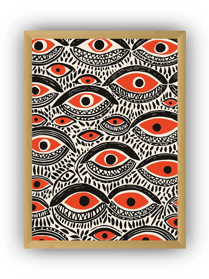 Soyut Gözler Çerçeveli Poster