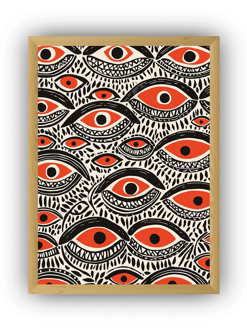 Soyut Gözler Çerçeveli Poster