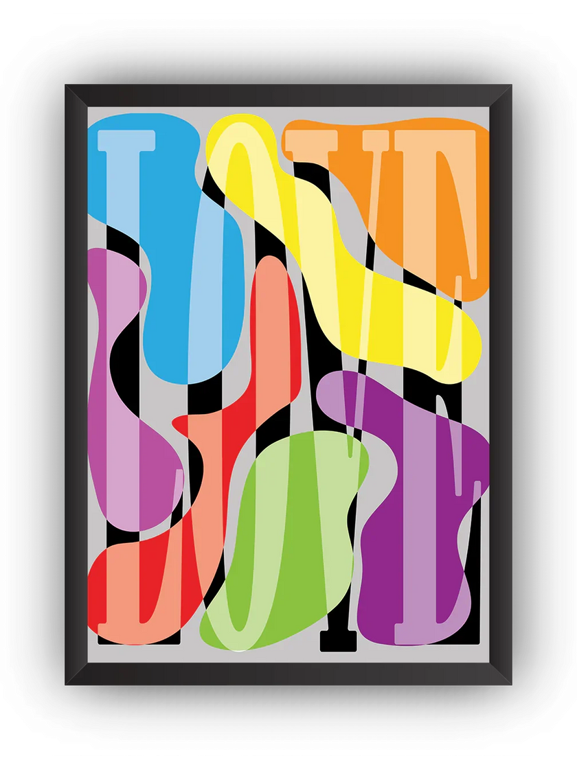 Love Renkli Soyut Çerçeveli Poster