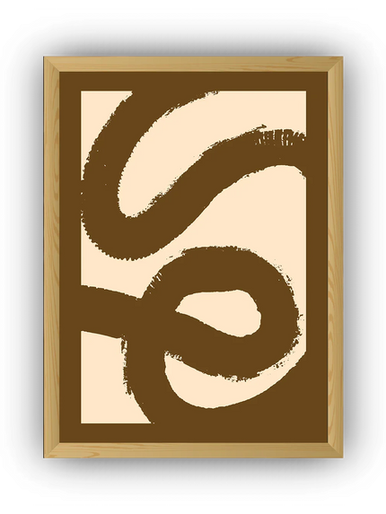 Kahverengi Soyut Desen Çerçeveli Poster