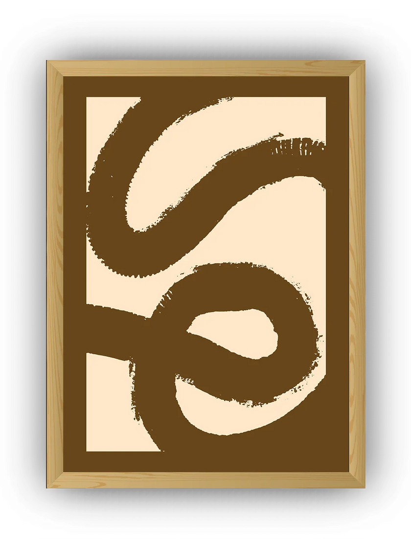 Kahverengi Soyut Desen Çerçeveli Poster